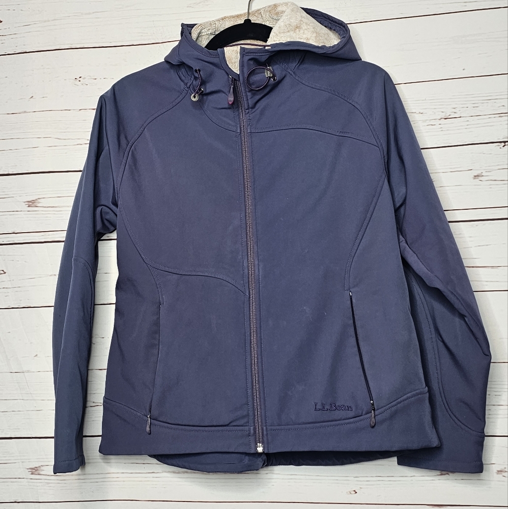 L.L. Bean Blue Full Zip Hooded Petite Jacket
